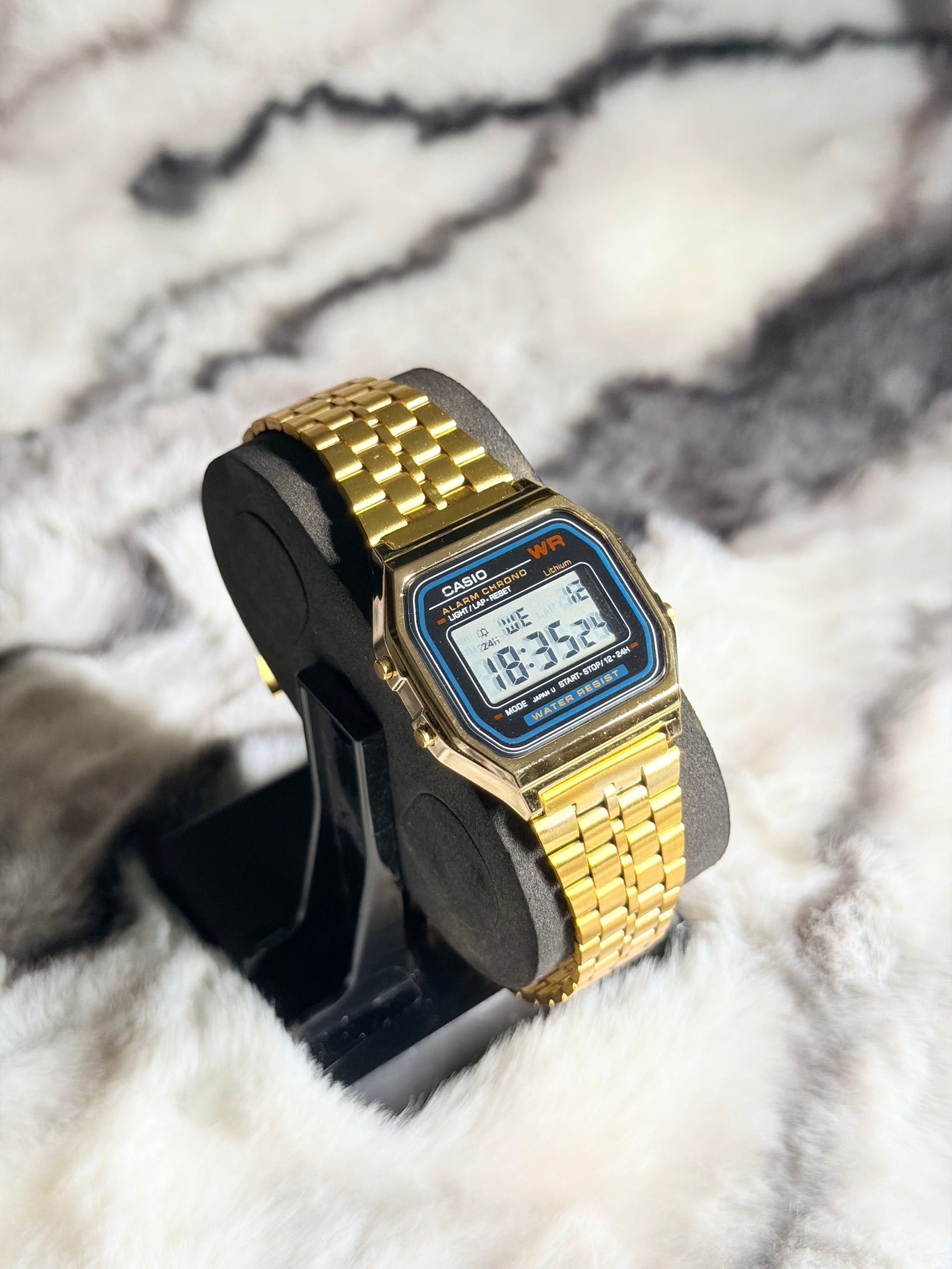 Casio A-159WA Digital Watch – Vintage Look, Premium Quality - Black Dial Golden Color Watch Top Grade