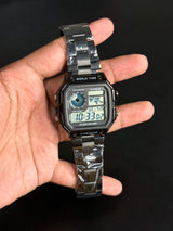 Casio AE-1200WHD-1AVDF Youth World Time Digital Stainless Steel Band Watch - Black Color