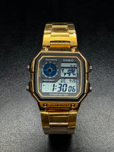 Casio AE-1200WHD-1AVDF Youth World Time Digital Stainless Steel Band Watch - Golden Color