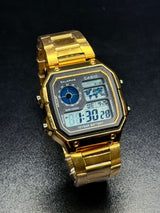 Casio AE-1200WHD-1AVDF Youth World Time Digital Stainless Steel Band Watch - Golden Color