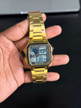 Casio AE-1200WHD-1AVDF Youth World Time Digital Stainless Steel Band Watch - Golden Color