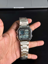 Casio AE-1200WHD-1AVDF Youth World Time Digital Stainless Steel Band Watch - Silver Color
