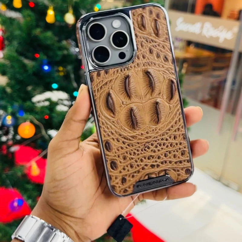 Generic Crocodile Skin Anti-Fall Case with Electroplated Bezel