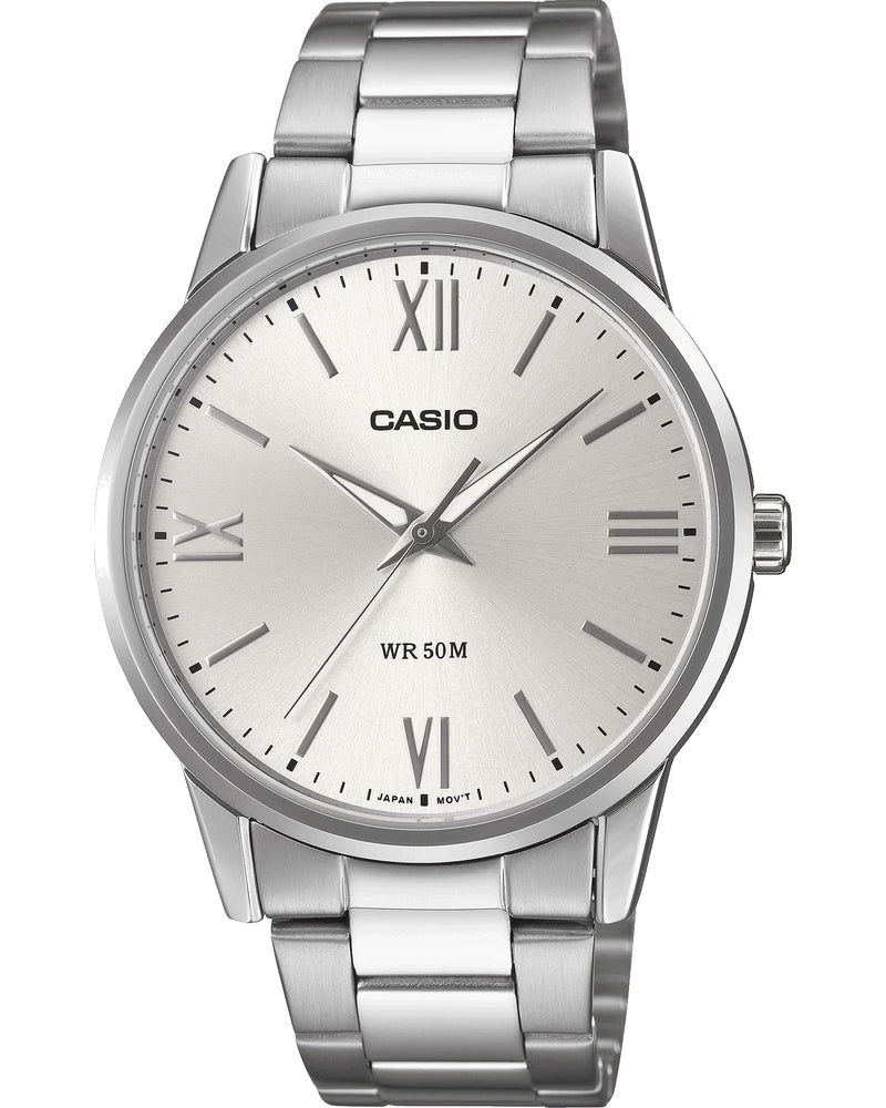 Casio Analog Men's Watch - MTP-1303DD-7AVDF, Stainless Steel Band, Silver/White CASIO