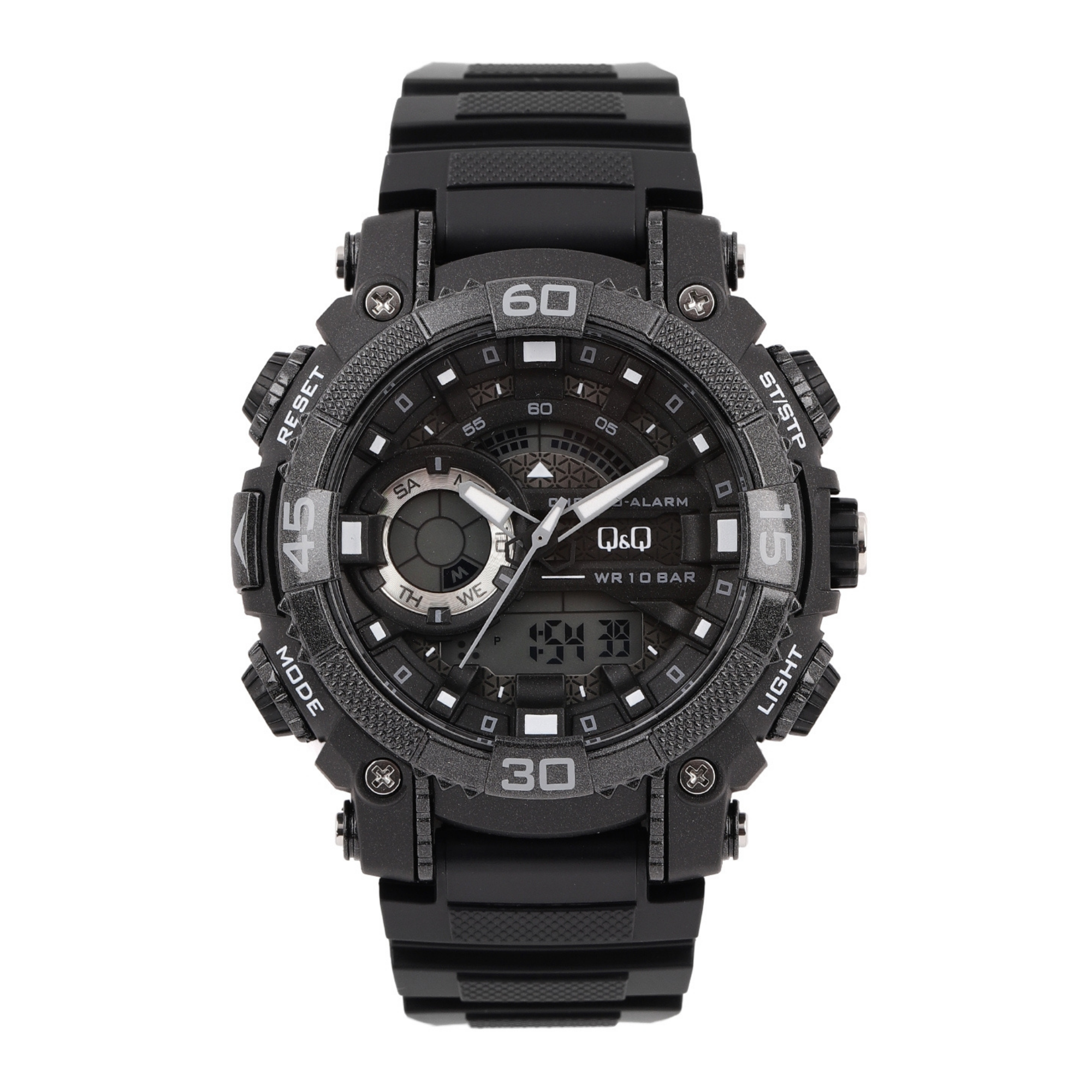 Q&Q Dual Time Sports Fiber Belt Watch GW87J001Y