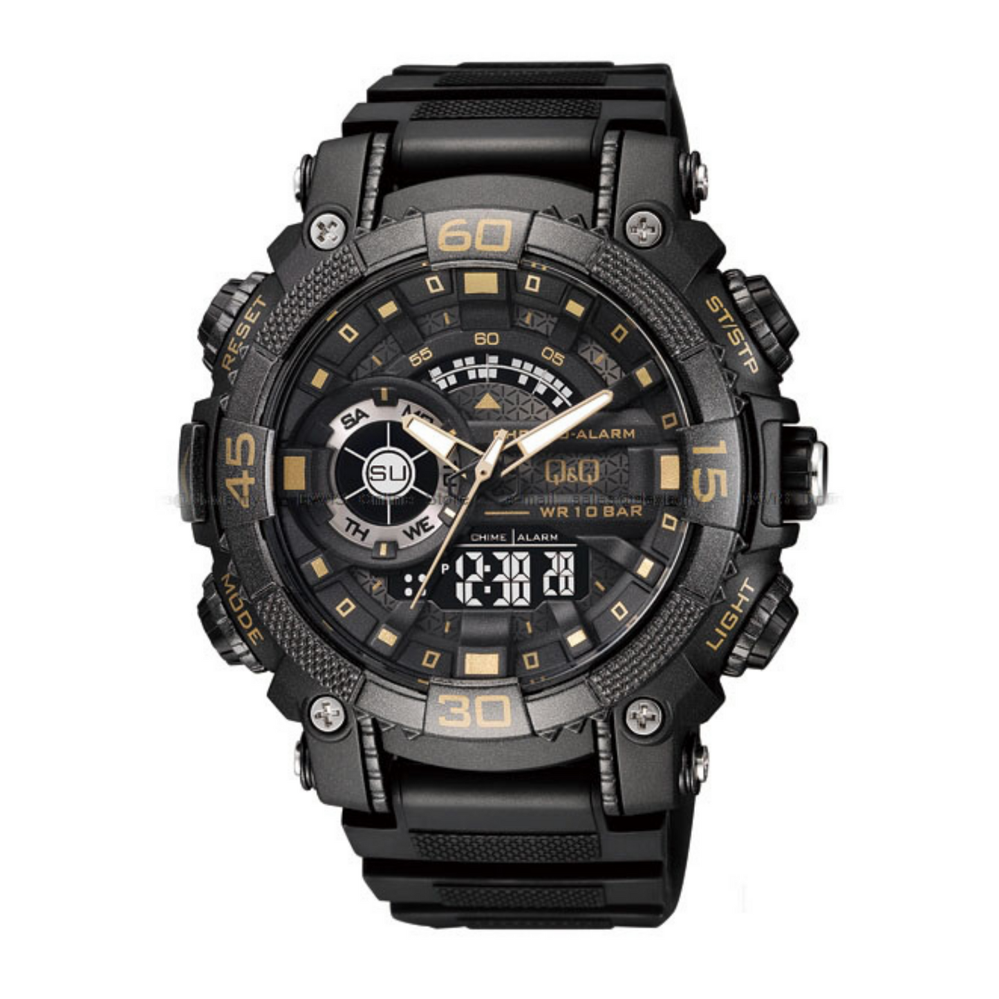 Q&Q Dual Time Sports Fiber Belt Watch GW87J004Y