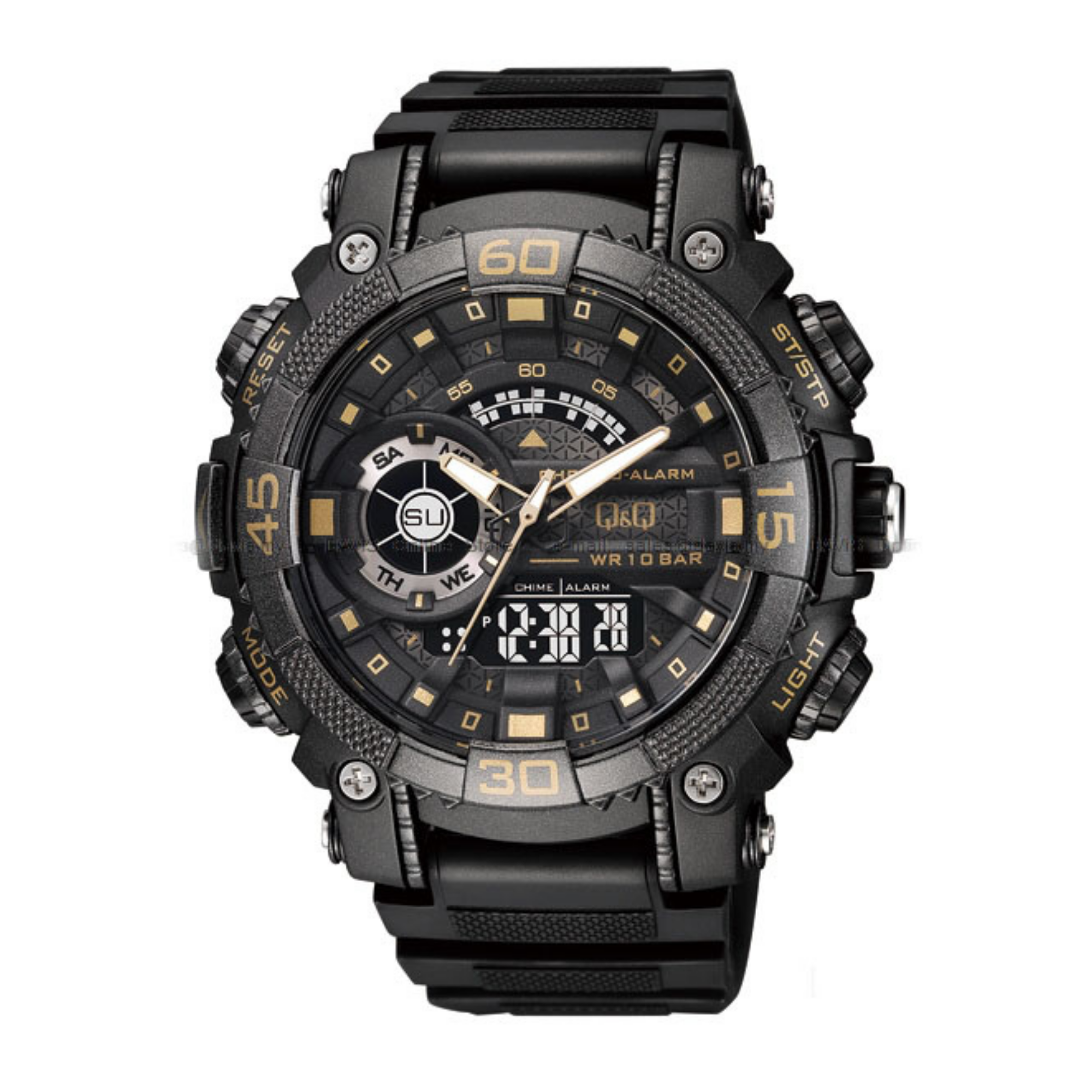 Q&Q Dual Time Sports Fiber Belt Watch GW87J004Y