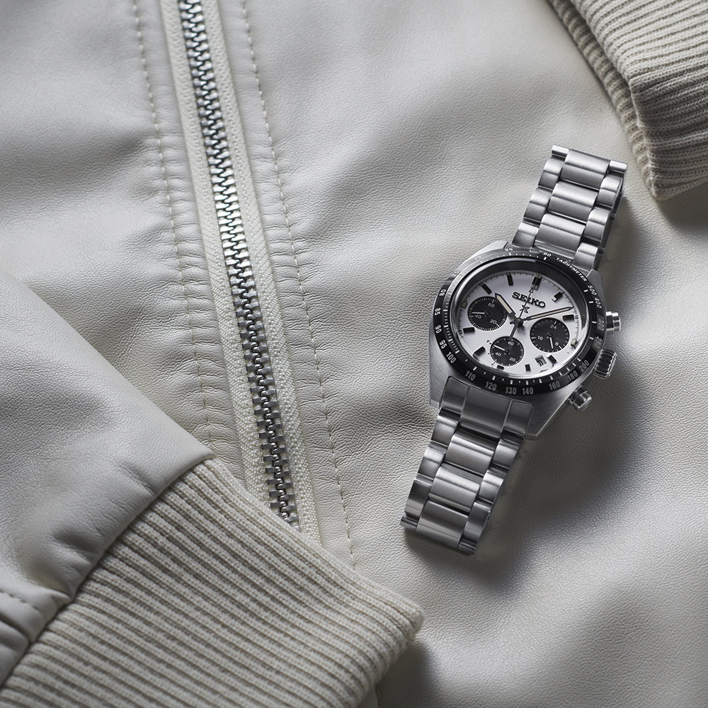 Seiko Prospex Speedtimer Solar Chronograph Watch - SSC813P1, Stainless Steel Band, White Dial SEIKO