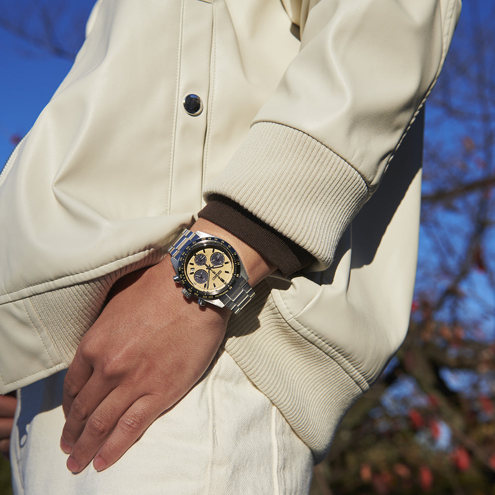 Seiko Prospex Speedtimer Solar Chronograph Watch - SSC817P1, Stainless Steel Band, Beige Dial SEIKO