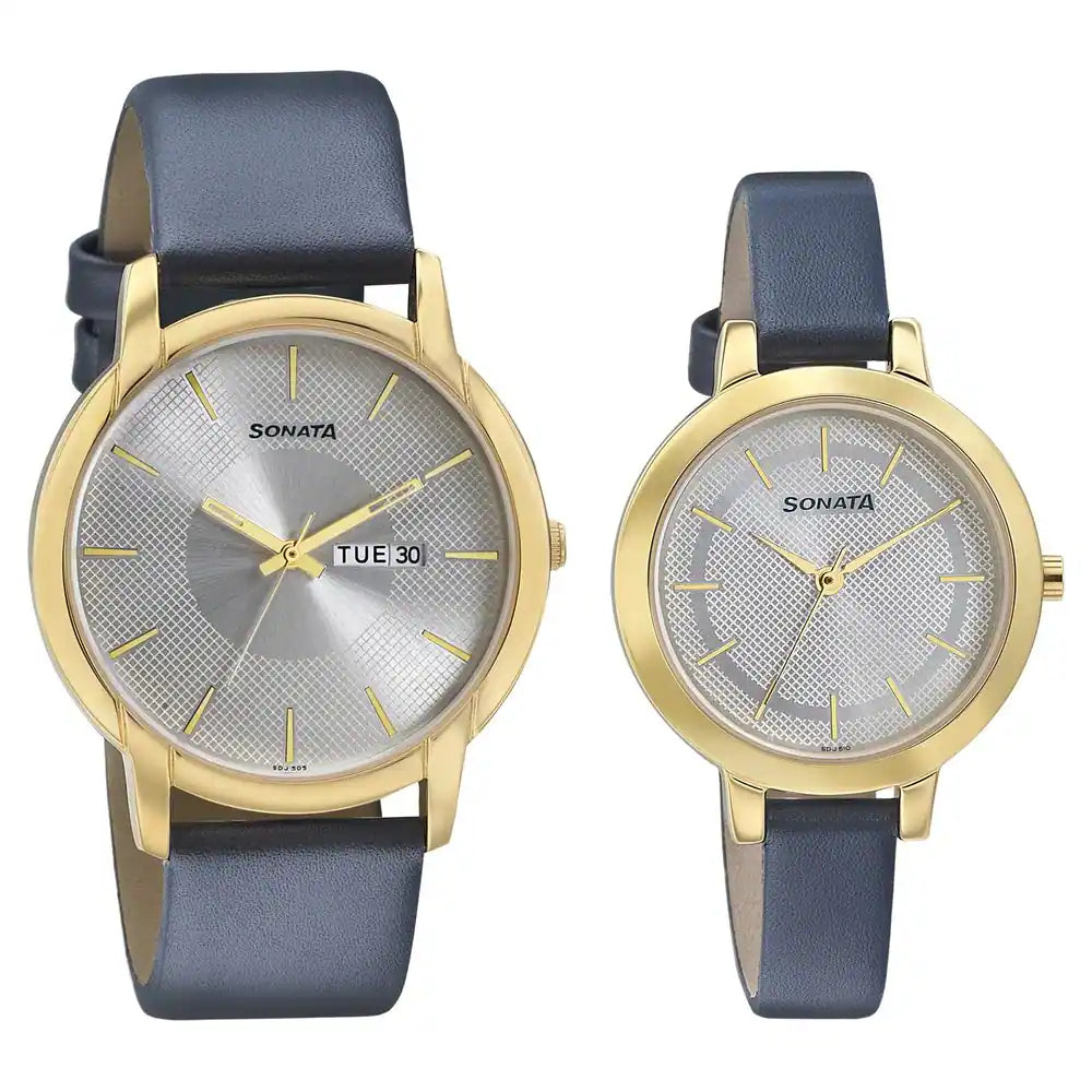 Sonata Couple Leather Belt Watch 770318141YL02