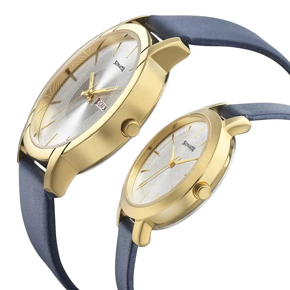 Sonata Couple Leather Belt Watch 770318141YL02