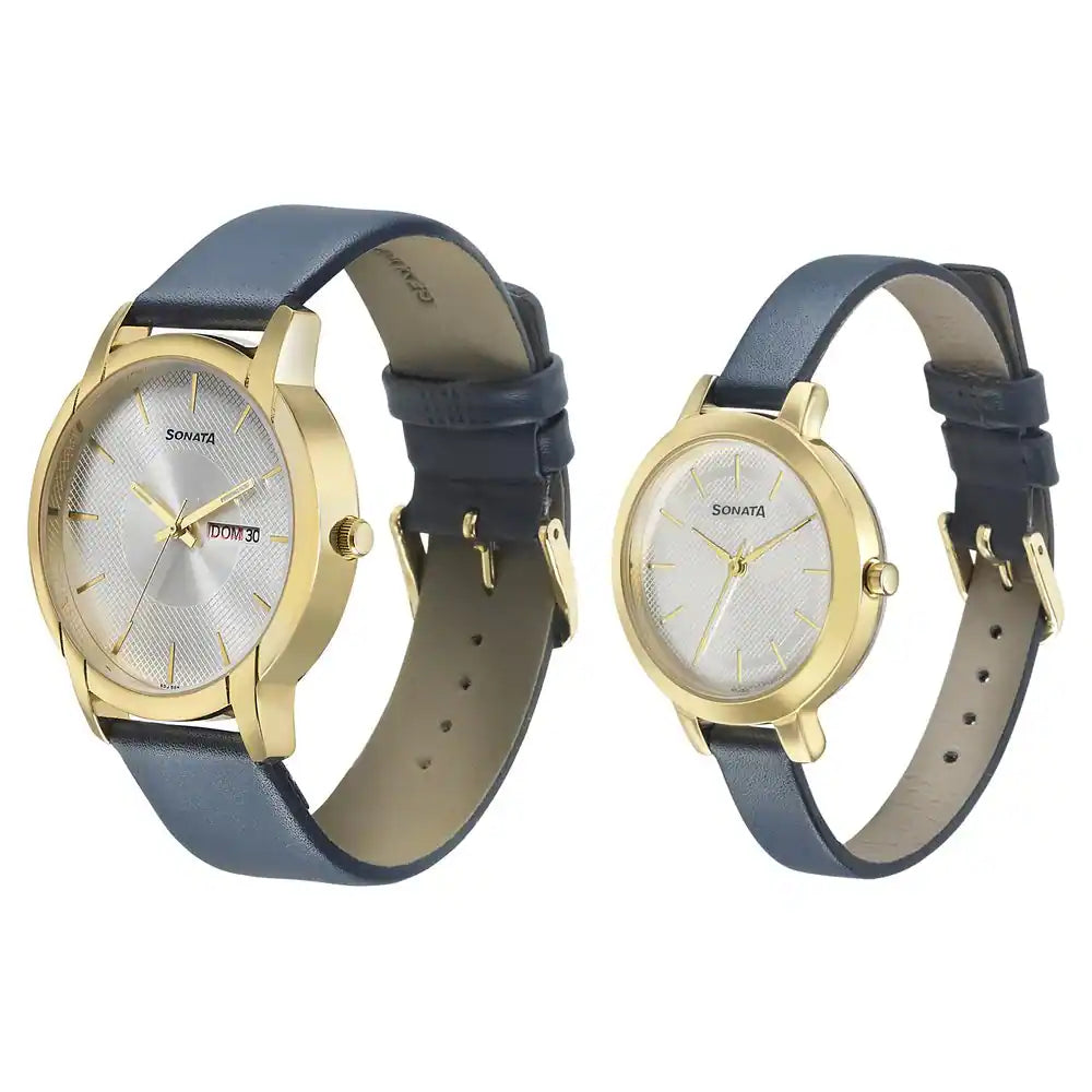 Sonata Couple Leather Belt Watch 770318141YL02