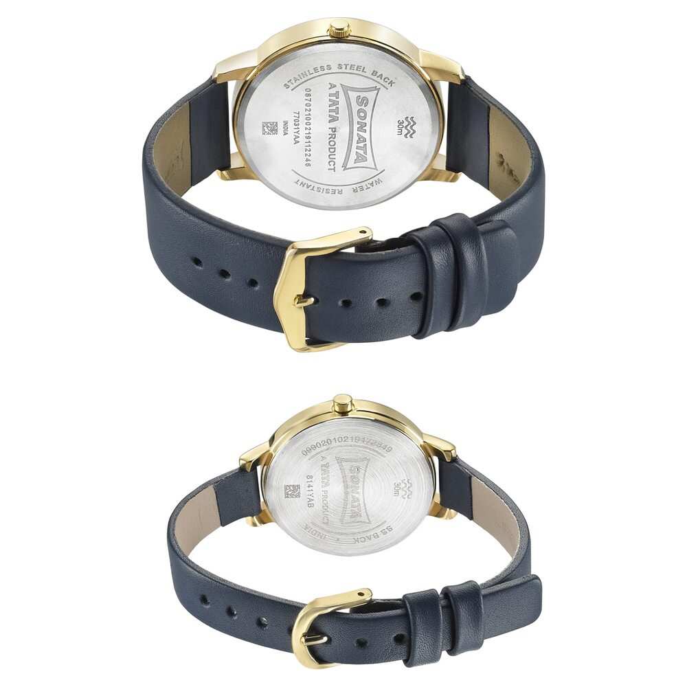 Sonata Couple Leather Belt Watch 770318141YL02