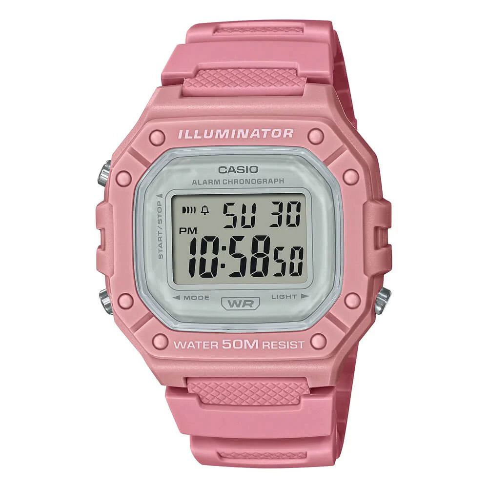 Casio Youth Digital Watch - W-218HC-4AVDF, Resin Band, Pink/White CASIO