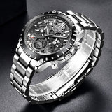 Lige Chronograph Stainless Steel Silver Chain Watch 8950 NAGRAM
