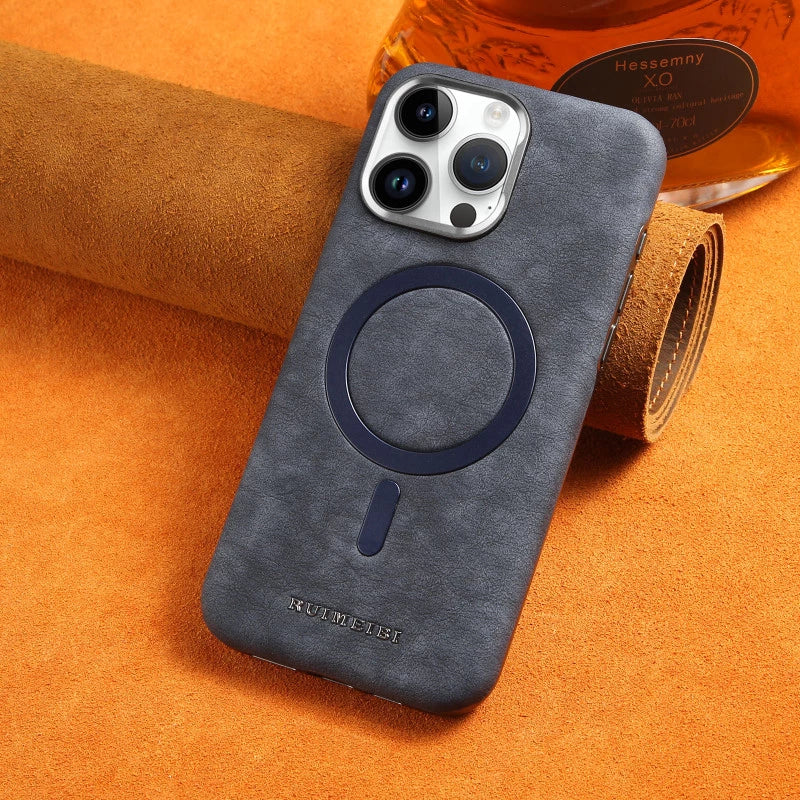 Desert Ruimeibi MagSafe PU Leather Case Anti-Fall Electroplated Bezel