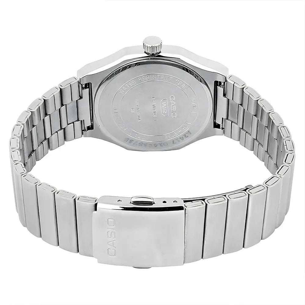 Casio Analog Men's Watch - MTP-E735D-7AVDF, Stainless Steel Band, Silver/White CASIO