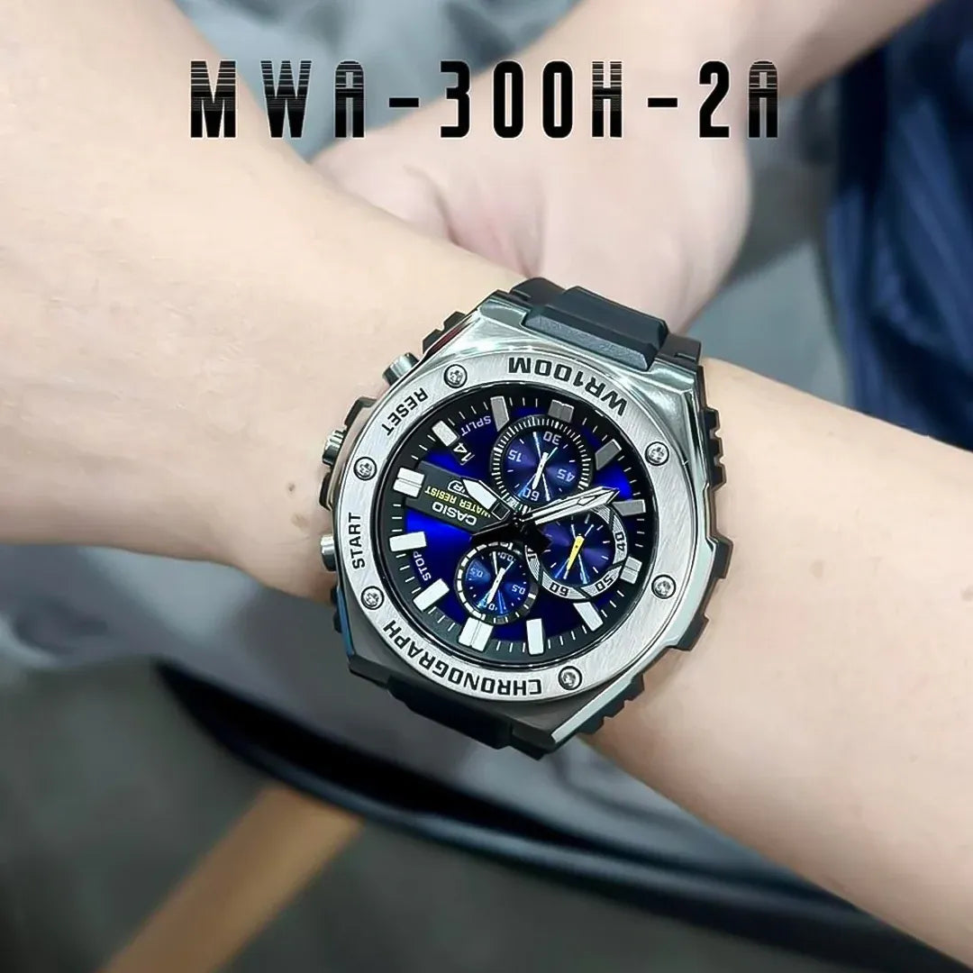 Casio Sport Analog Men's Watch - MWA-300H-2AV, Resin Band, Blue/Black CASIO