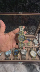 BINBOND B1236 Classic Quartz Luminous Watch – Stainless Steel, Moon Phase, 3BAR Water Resistant